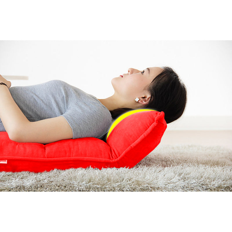 Foldable Suede Tatami Floor Sofa Bed Recliner Chair Adjustable Angles Red