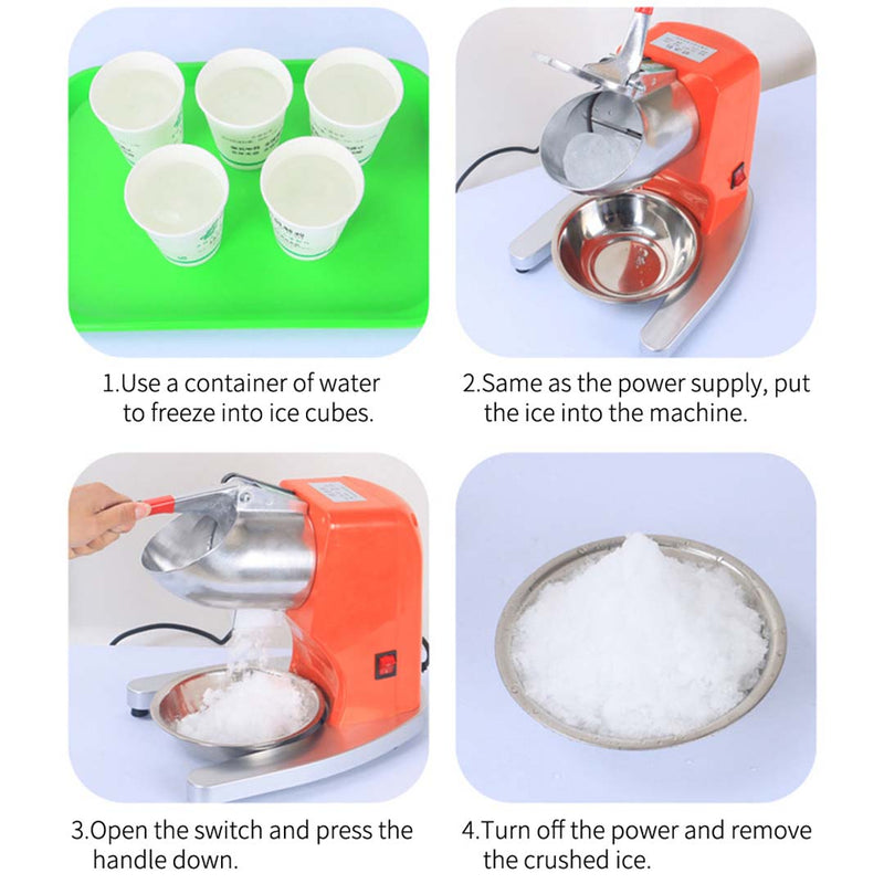 2X Commercial Electric Ice Crusher Stainless Steel 300W 65kg/hr Heavy Duty