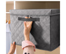 Medium Grey Non-Woven Storage Box 40x30x25cm Quilt Organizer with Lid