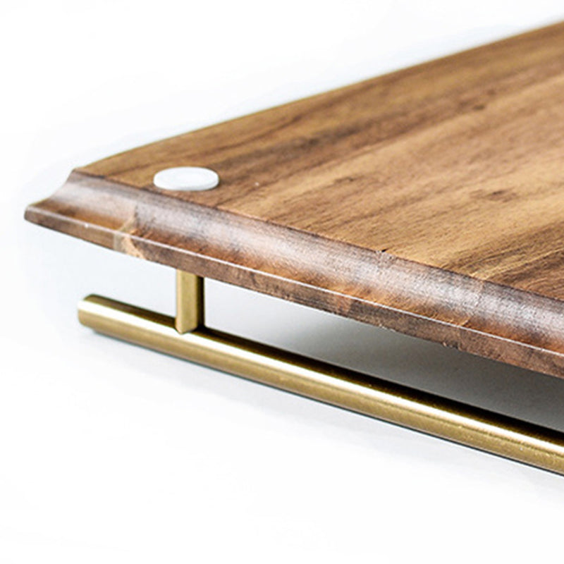 2X 30cm Acacia Wood Rectangle Serving Tray Charcuterie Board Iron Handles Brown