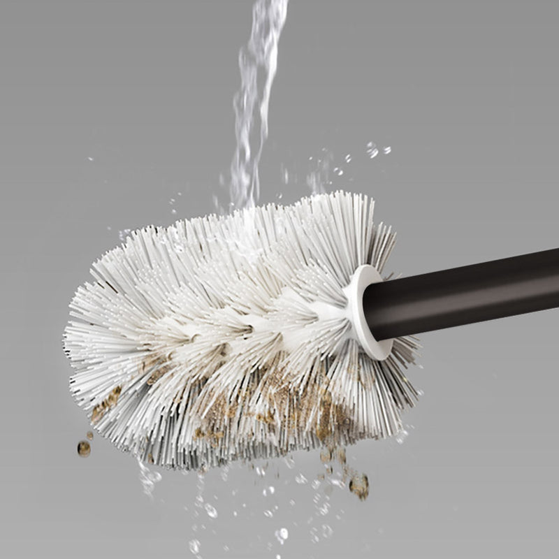 Wall Mounted Toilet Brush with Holder Aluminum Rust Resistant Black 27cm