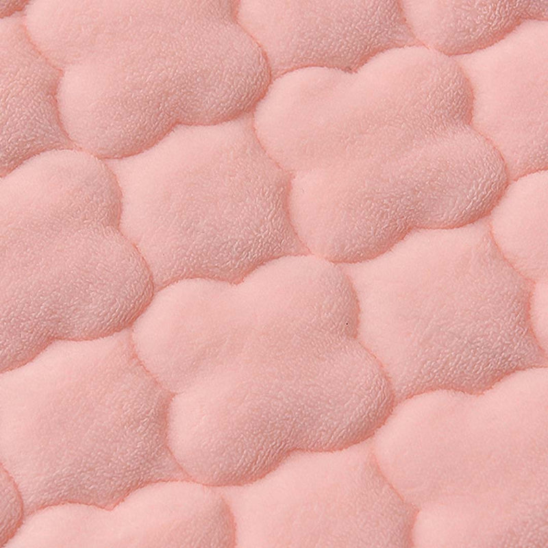 2X Pink Polyester Mattress Cover 203x153x40 Quilted Fleece With 4 Pillow Covers