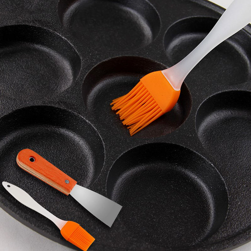2X Cast Iron Takoyaki Pan 12 Molds Nonstick Stovetop Skillet 31.5cm