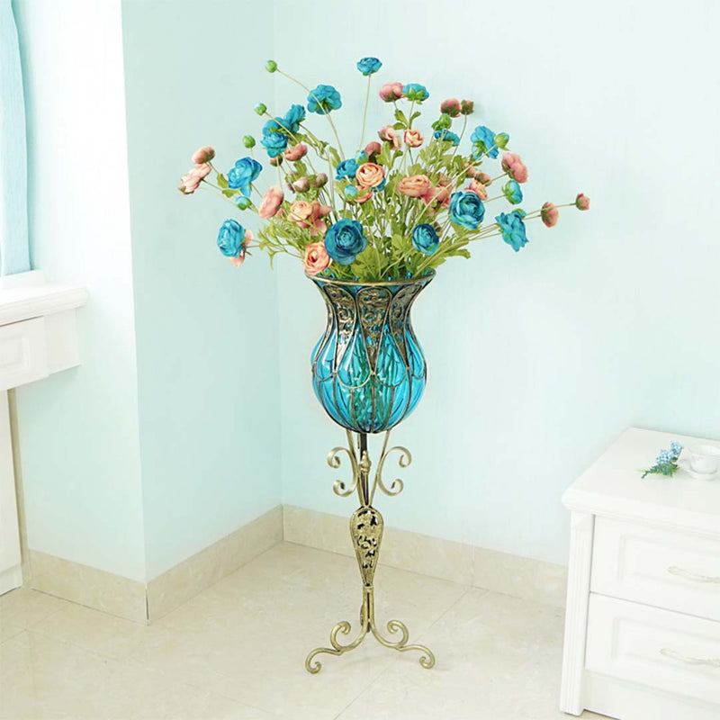 12pcs Artificial Silk Rose Bouquet 85cm Real Touch Blue Table Decor