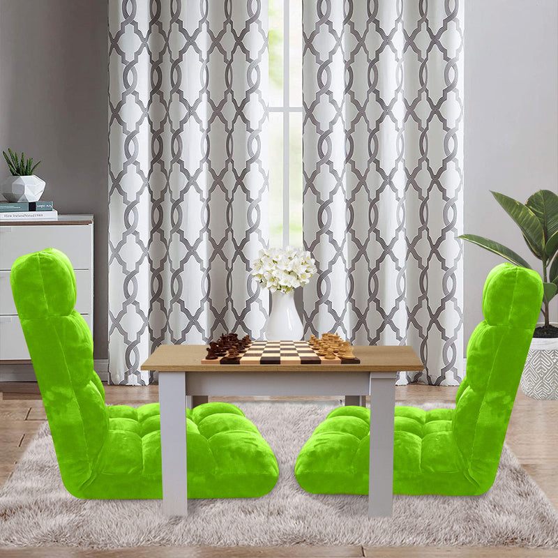 2X Folding Floor Recliner Cushion Memory Foam Plush 100cmX45cmX8cm Green