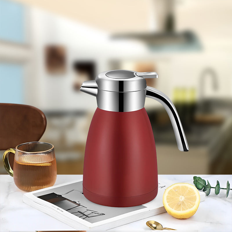 2X 1.2L 18/10 Stainless Steel Insulated Vacuum Flask Red Spill Proof