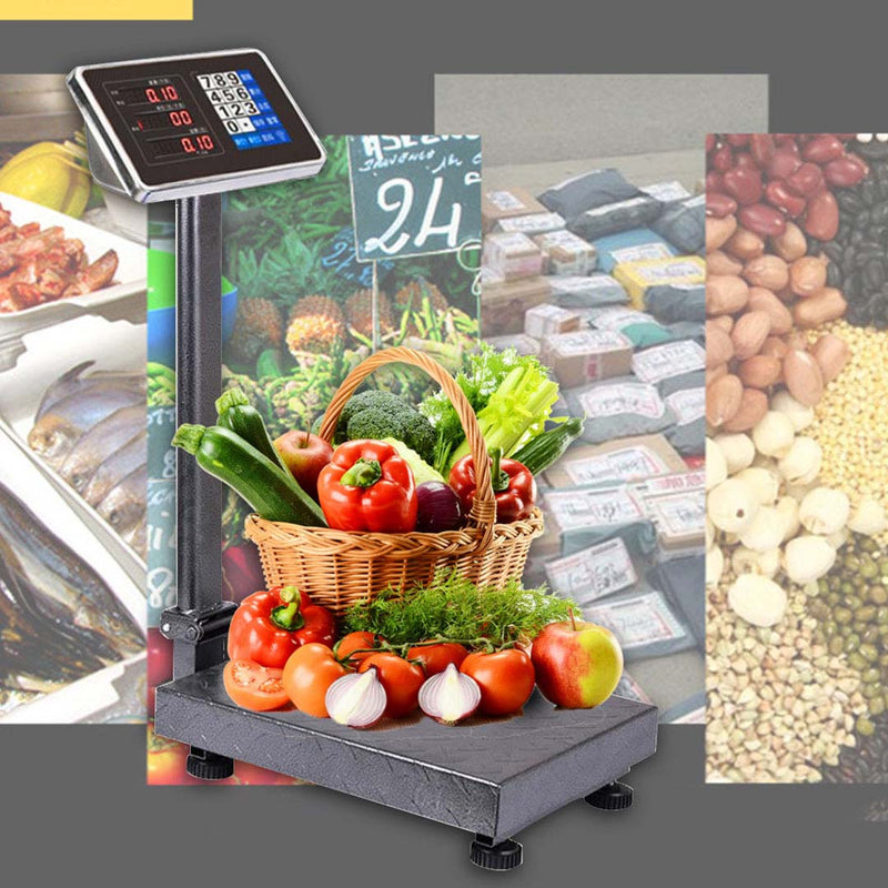 4X 150Kg Digital Platform Scale Stainless Steel Lcd Rechargeable Blue