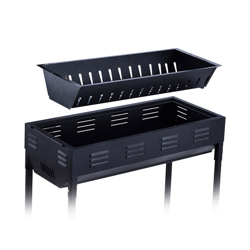 2X 66cm Portable Folding Stainless Steel Charcoal Box Grill Black Camping