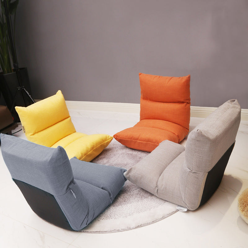 Adjustable Floor Recliner Chair Linen 5 Angles Folding Sofa Bed Orange