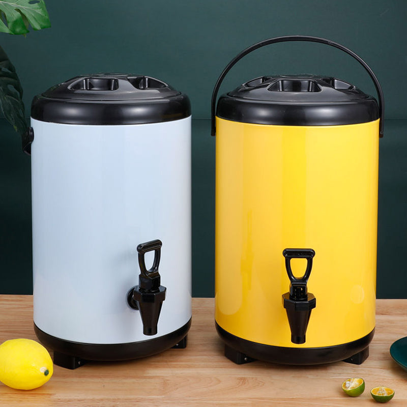 4X 12L Stainless Steel Insulated Milk Tea Beverage Dispenser With Faucet Yellow