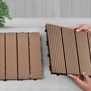 11 Pcs Light Chocolate Wooden Composite Decking Tiles Slip Resistant Outdoor