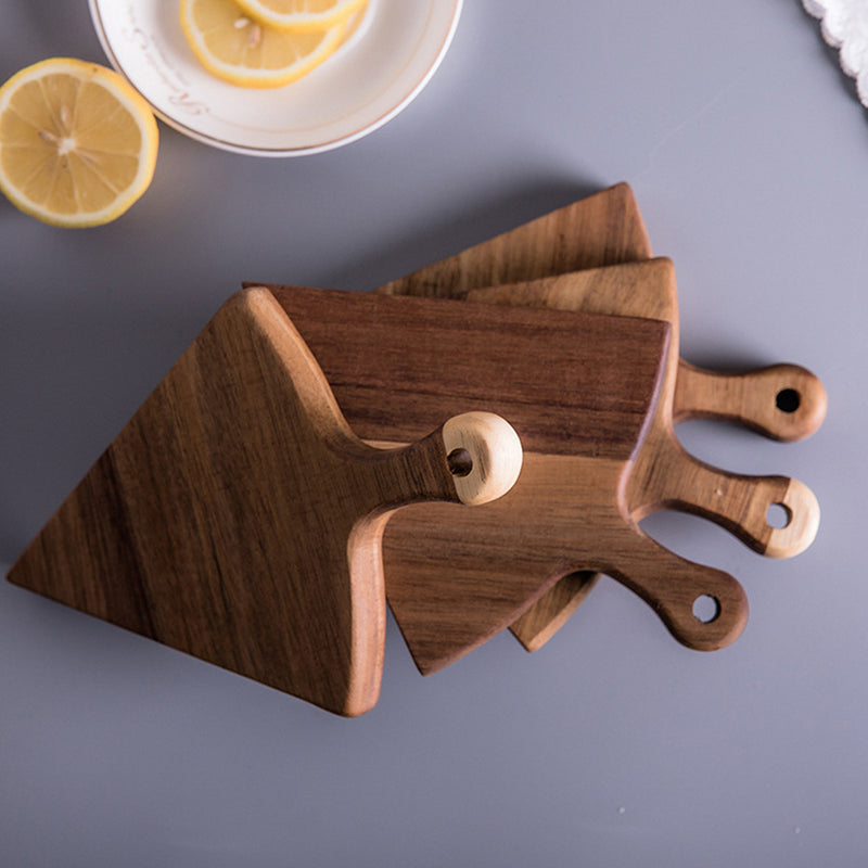 2X 6 Pc Acacia Wood Round Pizza Serving Boards 42cm Brown