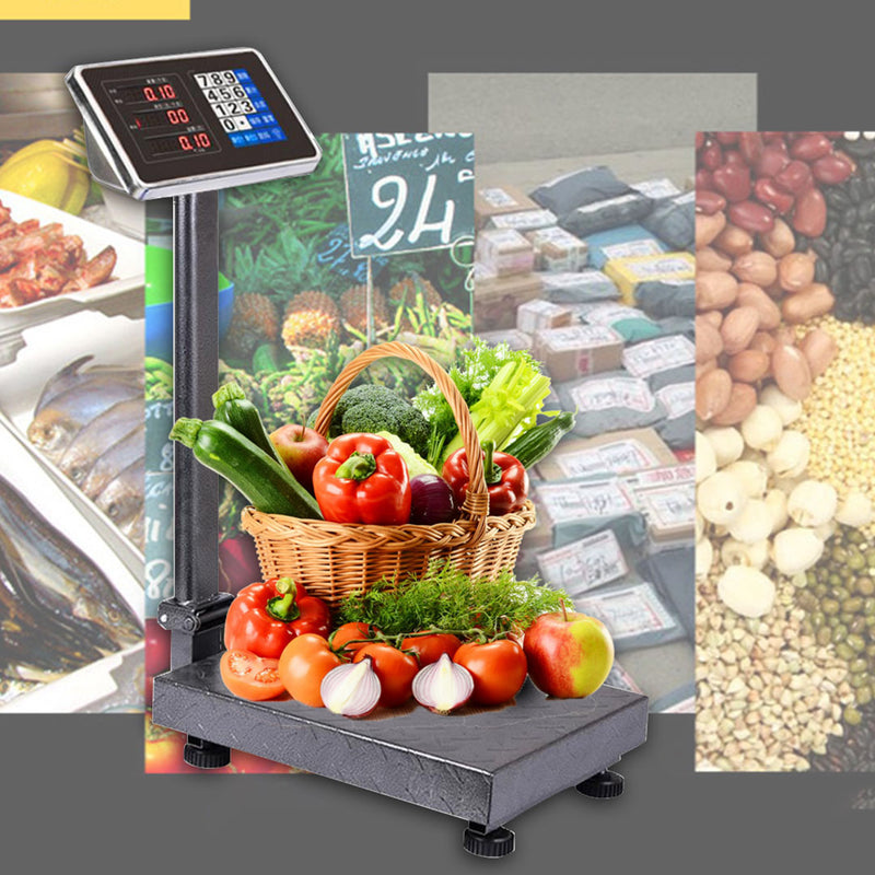 2X 150Kg Digital Platform Scale Stainless Steel Pan Price Computing Blue