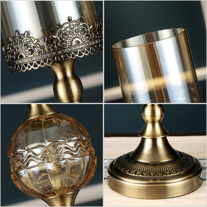 1X Glass And Metal Candle Holder 47cm Tall 13cm Width Wedding Centerpiece