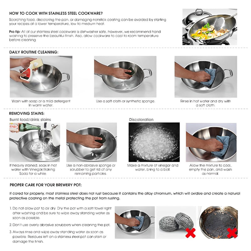 Stock Pot 225L 18/10 Stainless Steel Thick Sandwich Bottom Induction Ready