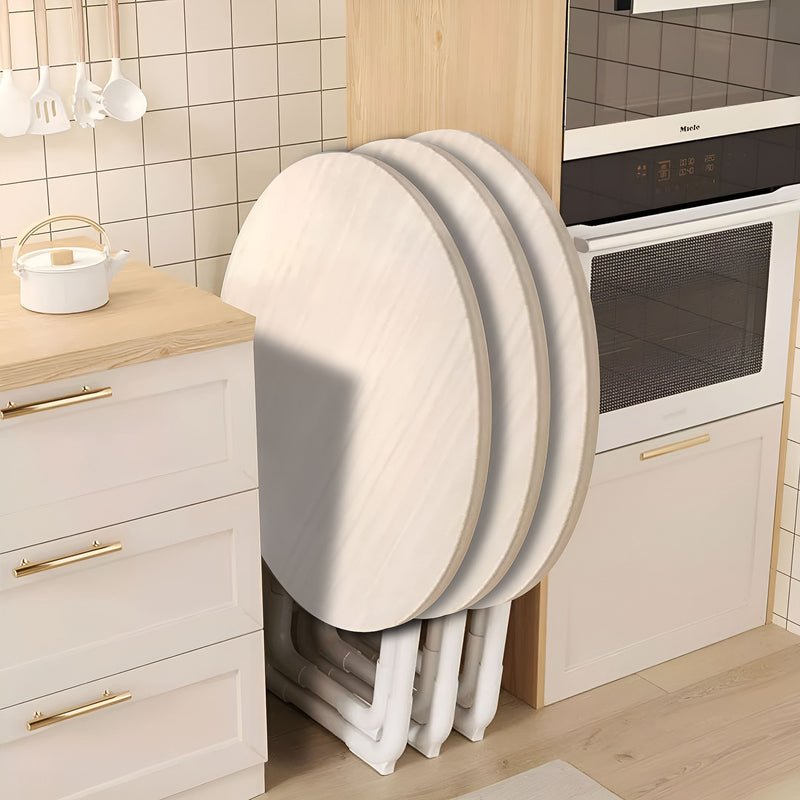 2X 80cm Light Wood Round Table White Legs Minimalist Multipurpose
