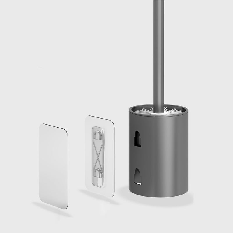 Wall Mounted Toilet Brush with Holder Aluminum Hygienic Scrub Dark Grey 27cm