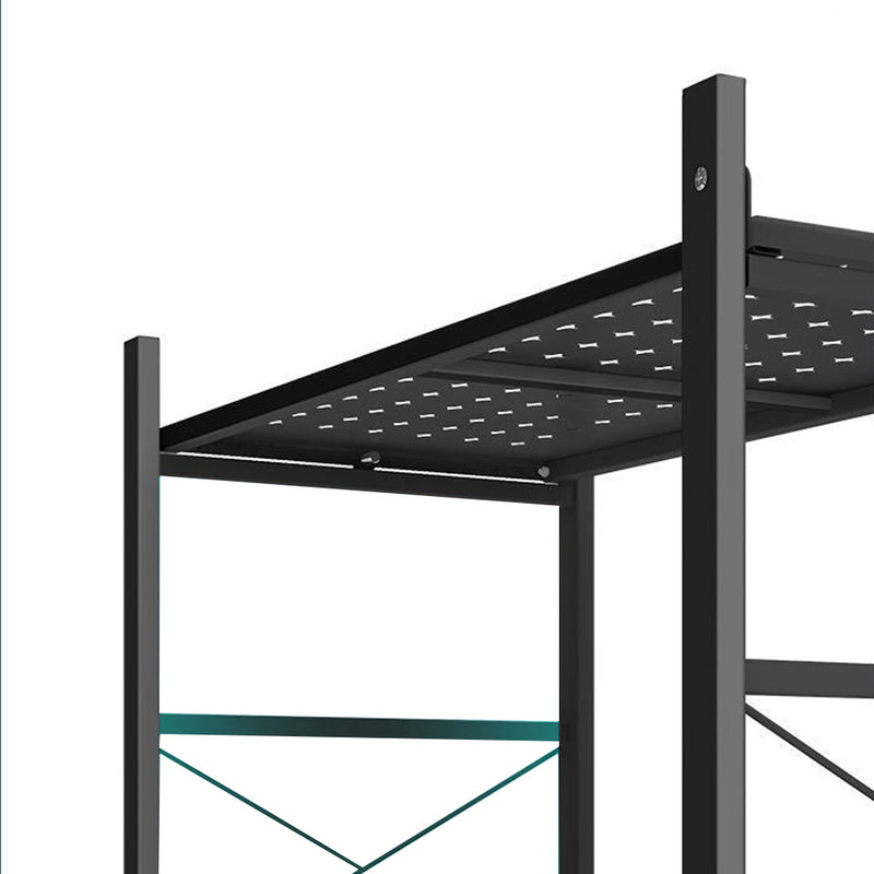 2X 4 Tier Carbon Steel Foldable Shelf Unit Black Locking Wheels
