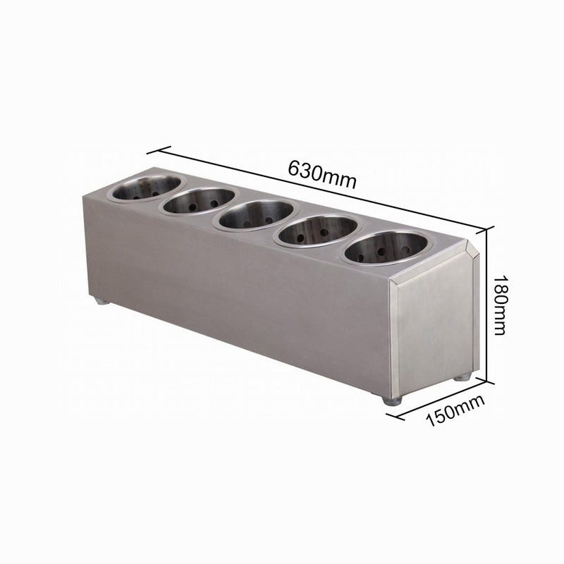 Stainless Steel Cutlery Holder 5 Holes Durable Rectangular Dishwasher Safe