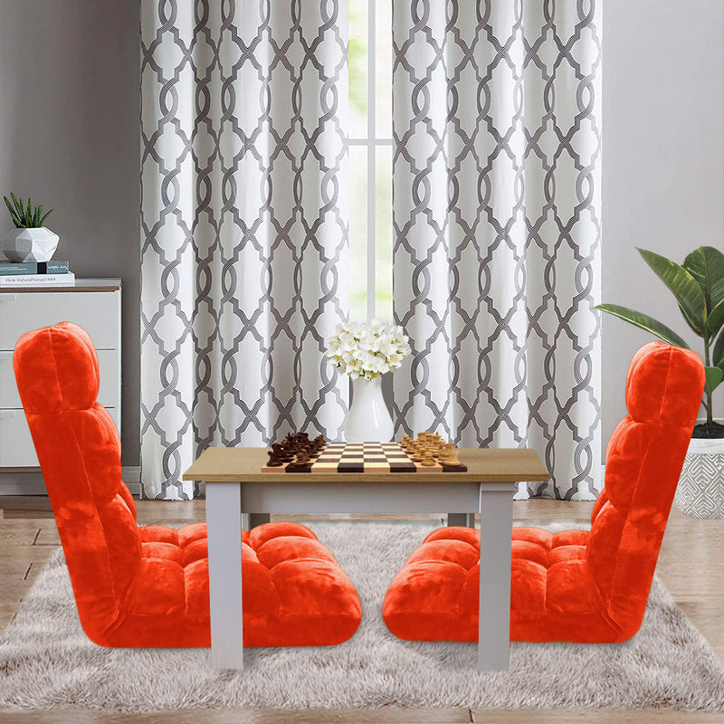 Floor Recliner Cushion Memory Foam 6 Position Folding Chair Orange 100x45x8cm