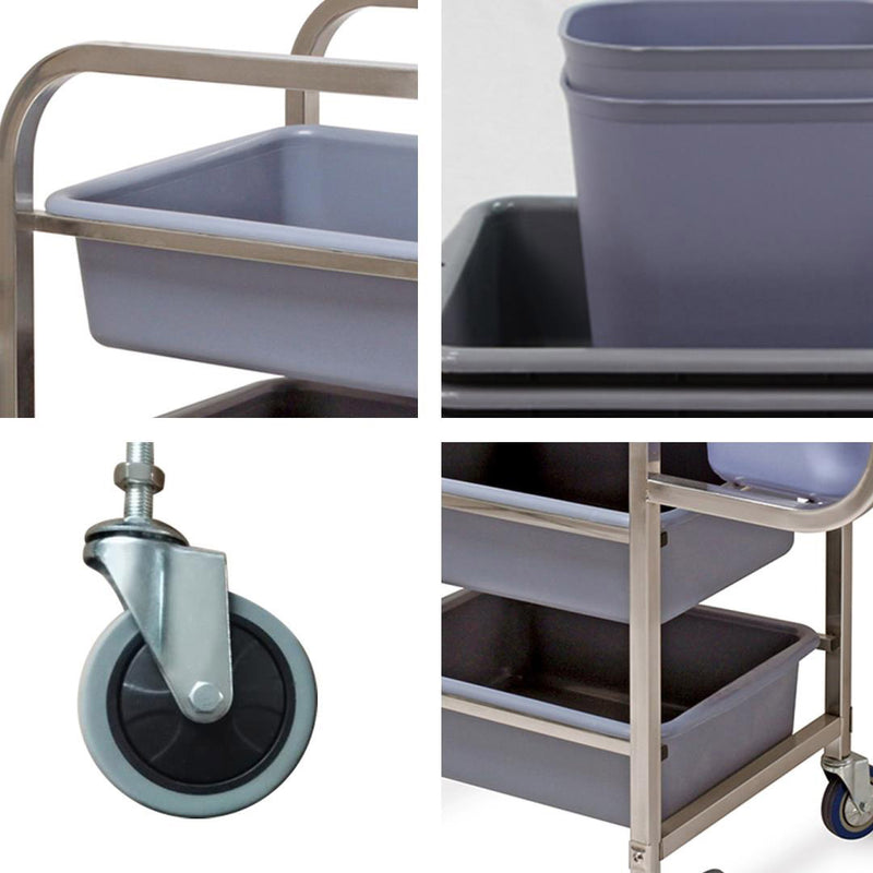 2X 3 Tier Kitchen Food Trolley Utility Cart PVC Buckets Square 82x43x92cm