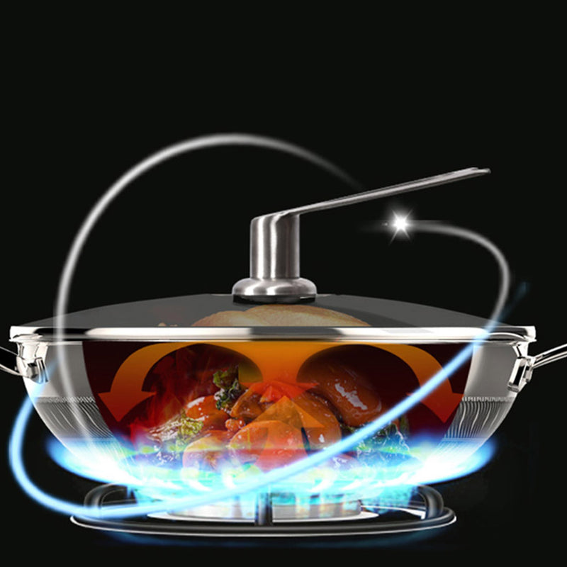 2X 34cm Stainless Steel Tri-Ply Non Stick Fry Pan With Glass Lid Cookware