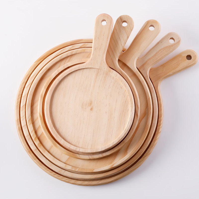 11 Inch Pine Wood Round Serving Tray Charcuterie Board Home Decor Bamboo Finish