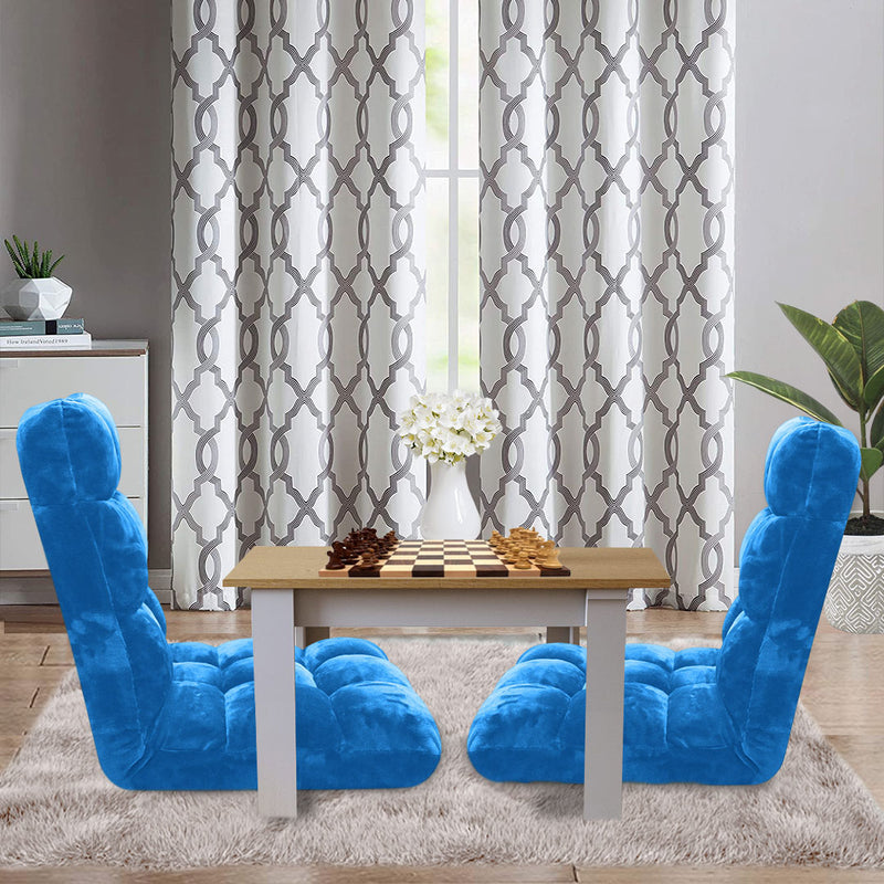 Folding Floor Recliner Chair Cushion Memory Foam Plush 108x53x10 6 Position Blue