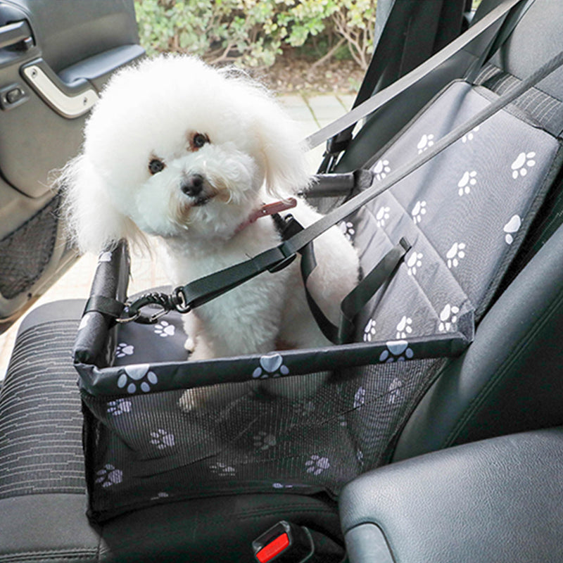 2X Pet Booster Car Seat 600D Oxford 40x30x25cm Waterproof Black Paw Print