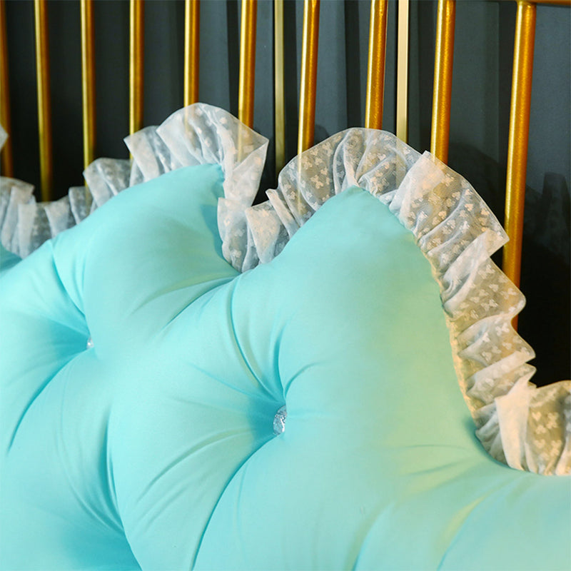 150cm Light Blue Princess Headboard Pillow Ruffle Lace Backrest Cushion