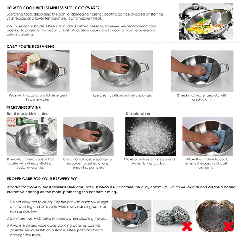 50L Stainless Steel Stockpot 40cm 18/10 With Lid 2 Steamer Inserts