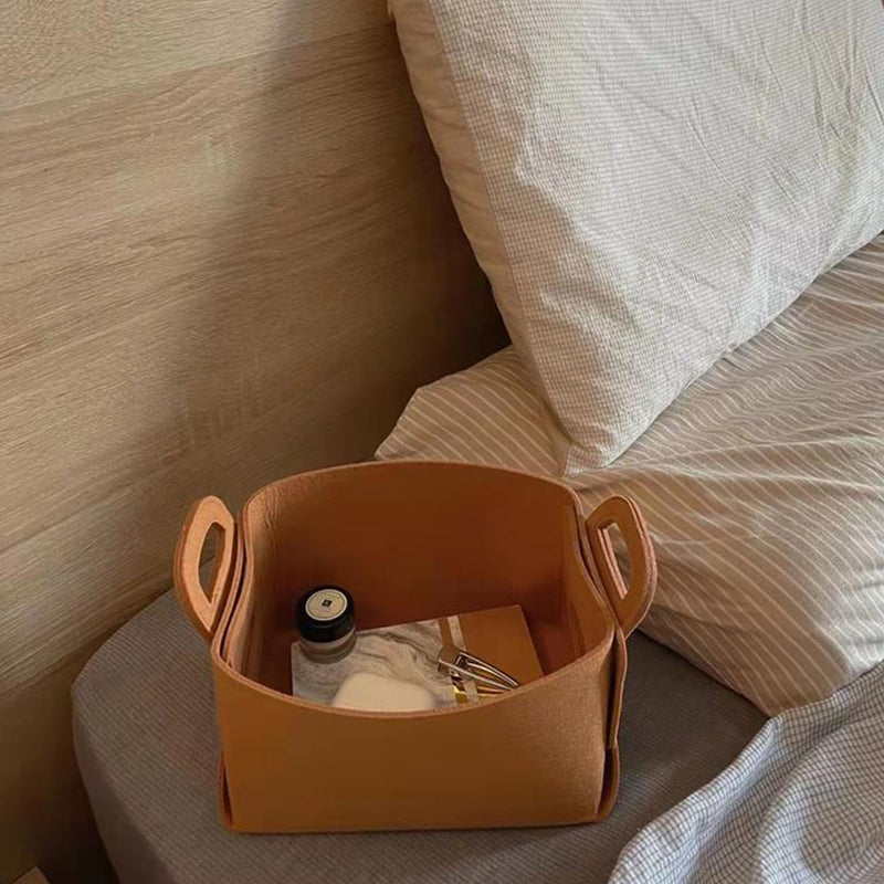 Small Coffee Felt Collapsible Storage Bag with Handles for Home or Office Use