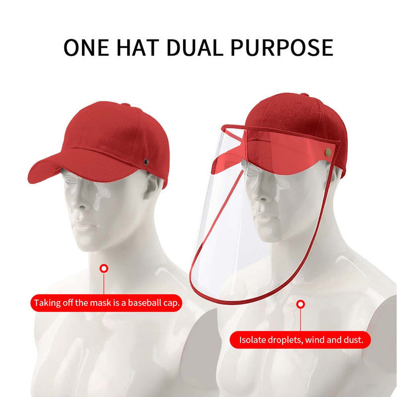 2X Kids Protective Hat With Full Face Anti Fog Tpu Shield 26cmx35cm Red Cotton