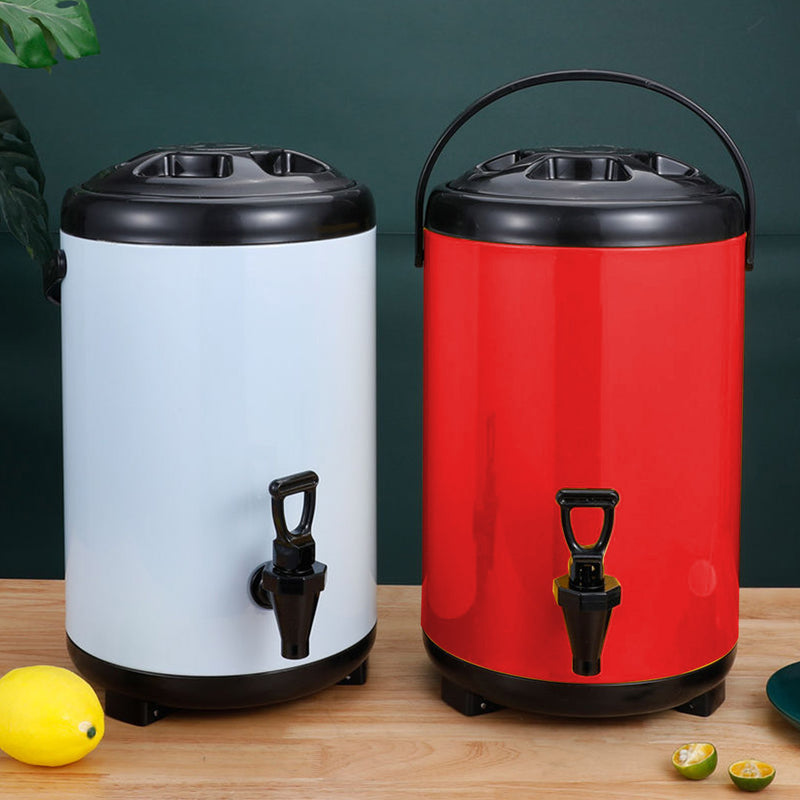 8X 16L Stainless Steel Insulated Hot And Cold Beverage Dispenser With Faucet Red