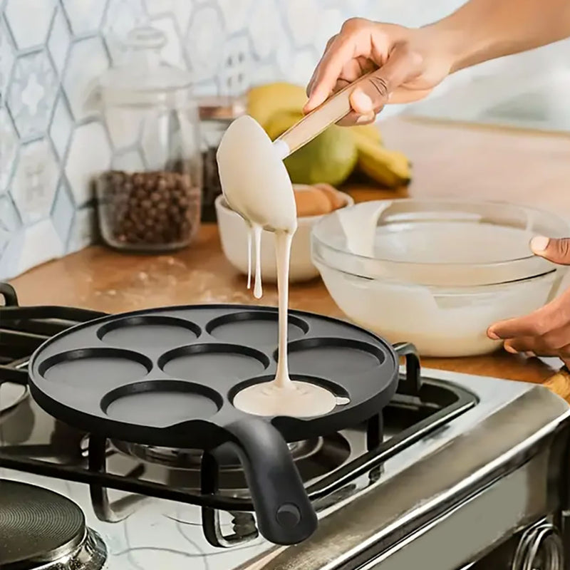 Cast Iron Takoyaki Fry Pan 7 Hole Mold 23cm Nonstick Skillet for Octopus Balls