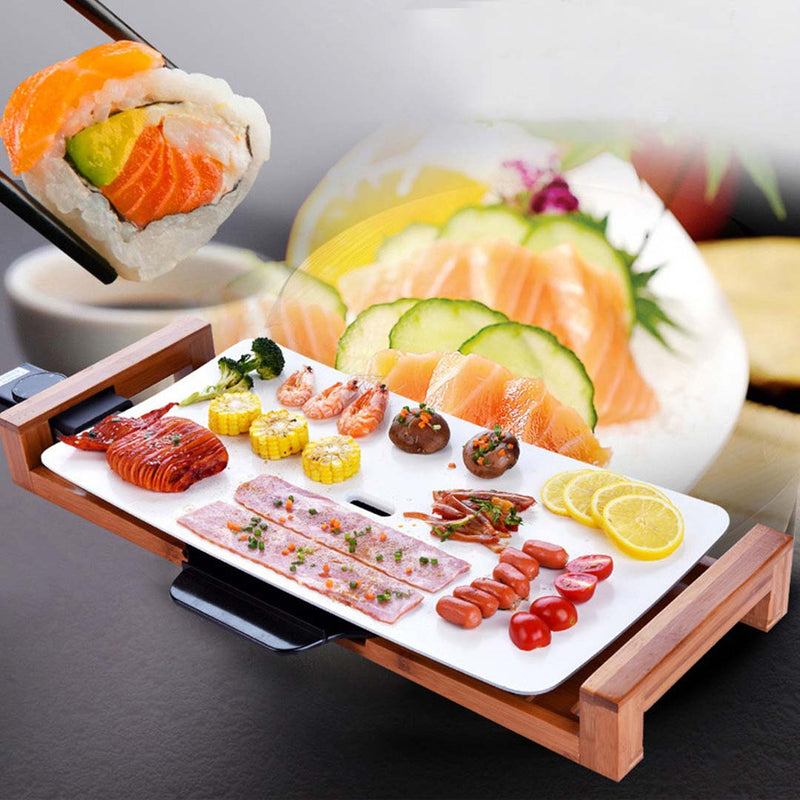 2X Electric Ceramic BBQ Grill Nonstick Hot Plate Indoor Outdoor Adjustable White