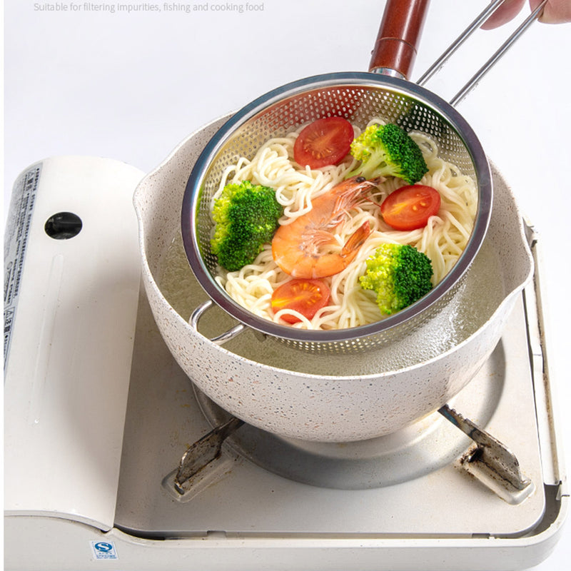 Stainless Steel Fine Mesh Colander Set 16.5cm 19.5cm 22.5cm Long Handle