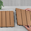 11 pcs Coffee Wooden Composite Decking Tiles Outdoor Durable Slip-Resistant