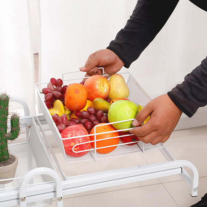 2X Adjustable Steel Kitchen Cart 3 Tier White Portable Storage Shelves Wheels