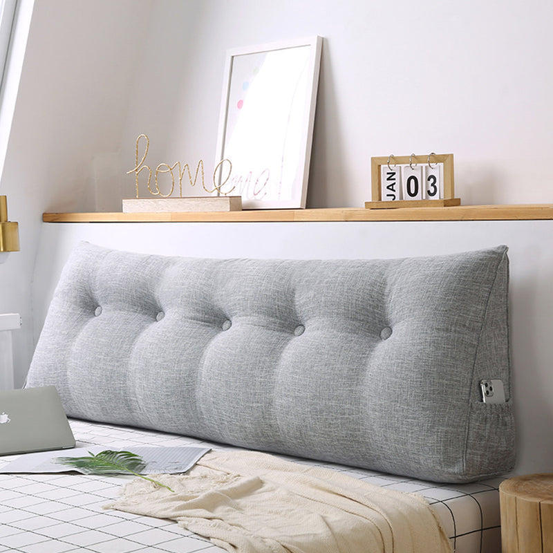 2X 120cm Triangular Wedge Bed Backrest Pillow Polyester Filled Silver