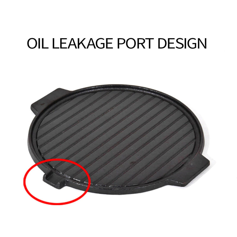 2X 30CM Round Cast Iron BBQ Grill Pan With Handles Non Stick Black Camping