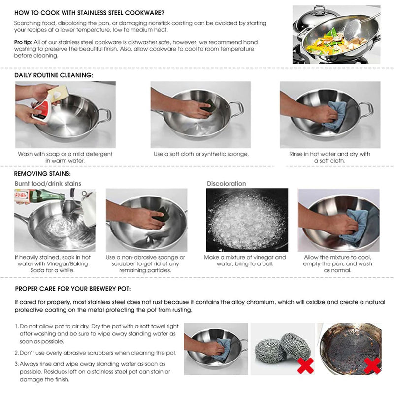 36cm Stainless Steel Induction Fry Pan with Handle Heat Resistant Commercial Use