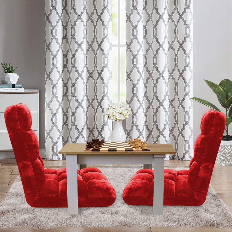 Floor Recliner Folding Cushion Memory Foam Plush 6 Position 108x53x10cm Red