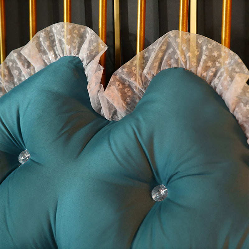 120cm Princess Pillow Headboard Blue Green Polyester Ruffle Lace Backrest Decor