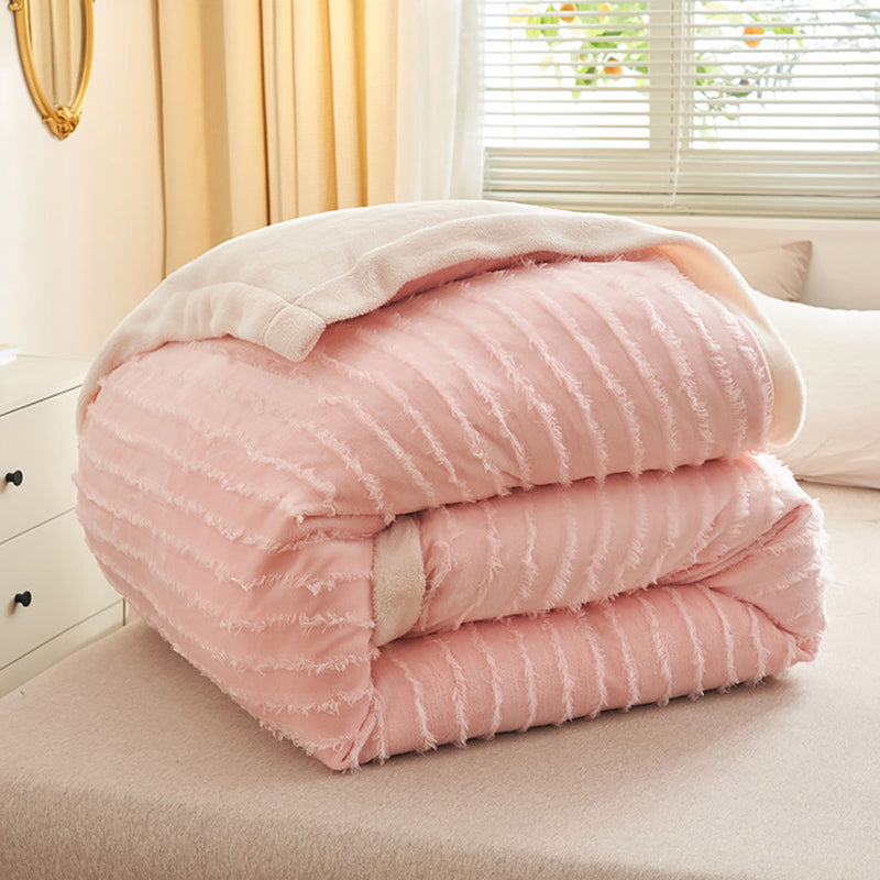 Pink Flannel Double Sided Throw Blanket 200x220cm Cozy Bed Sofa Coverlet