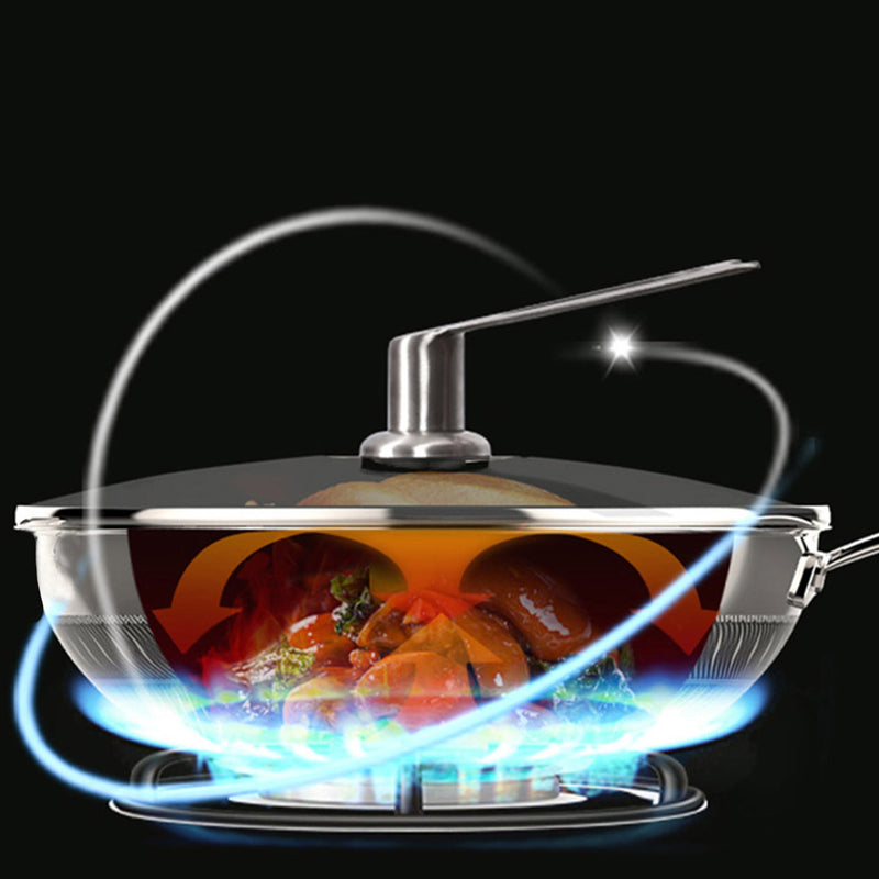 32cm Stainless Steel Non Stick Fry Pan with Glass Lid Tri Ply Skillet