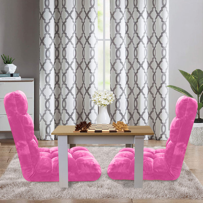 Floor Recliner Folding Lounge Sofa Plush Memory Foam Adjustable Light Pink