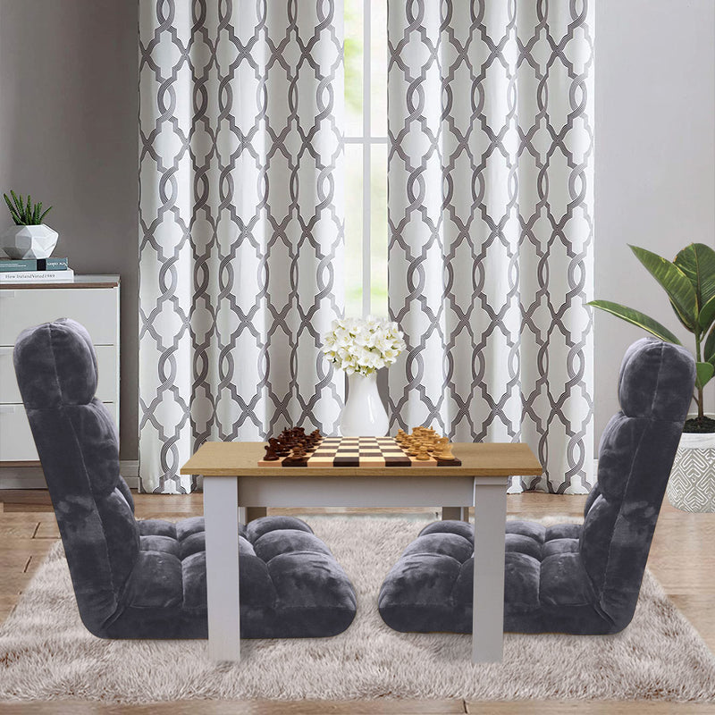 2X Floor Recliner Lounge Sofa Futon Memory Foam Cushion Adjustable Grey