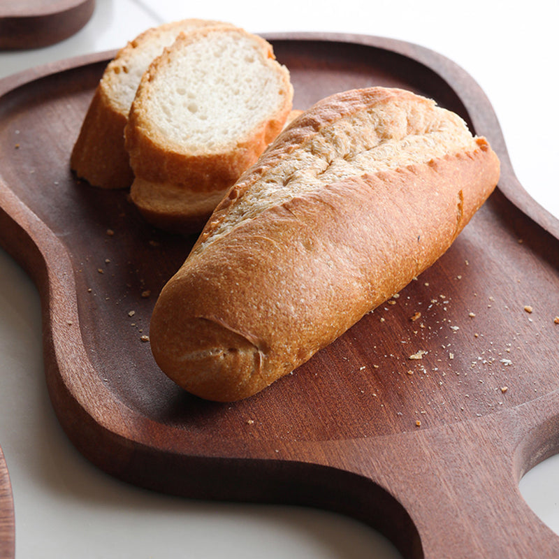 2X 18cm Brown Wooden Serving Tray Board with Handle Eco-Friendly Home Decor