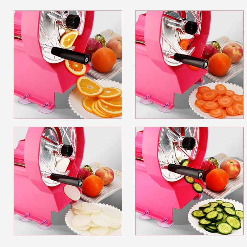 Commercial Manual Fruit Vegetable Slicer 11x21cm Slot Removable Blade Pink